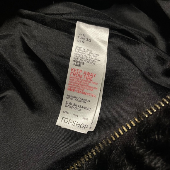 Topshop Black Faux Fur Collared Jacket Cozy Y2K Winter - Picture 4 of 5